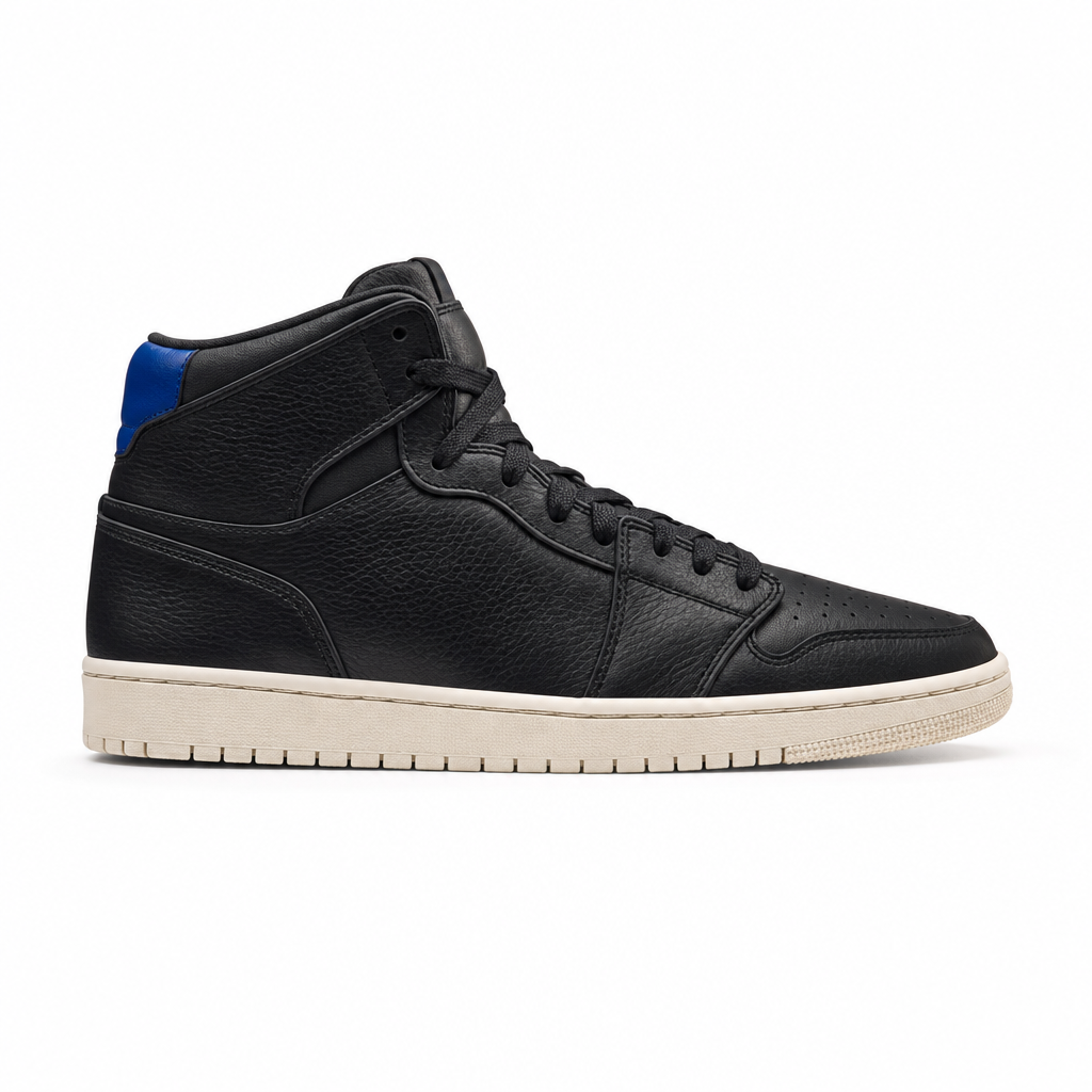 Eclipse Court High packshot in ink leather with cobalt heel tab